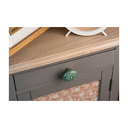 Bouton De Meuble Rond Porcelaine Brillant Vert H.27 X L.44 X P.44 Mm