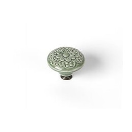 Bouton De Meuble Rond Porcelaine Brillant Vert H.27 X L.44 X P.44 Mm