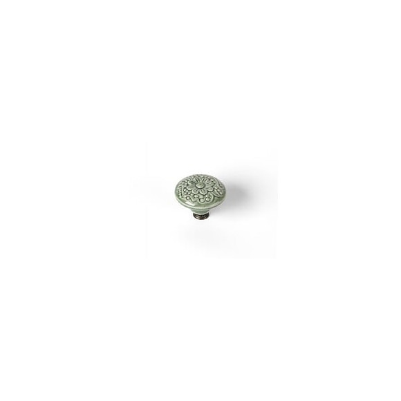 Bouton De Meuble Rond Porcelaine Brillant Vert H.27 X L.44 X P.44 Mm