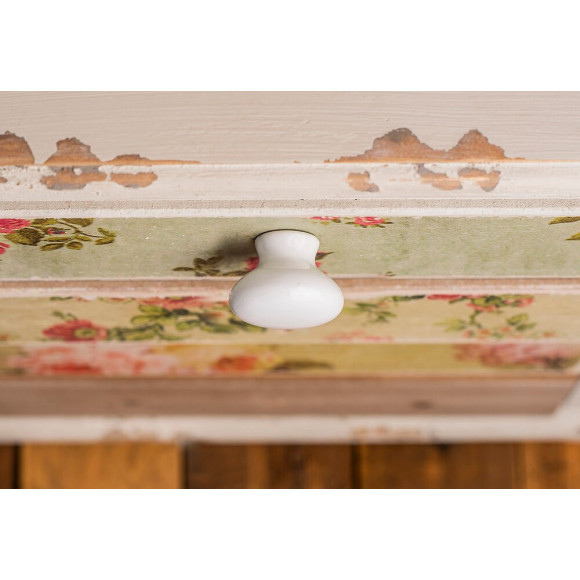 Lot De 4 Boutons De Meuble Rond Porcelaine Brillant H.27 X L.35 X P.35 Mm