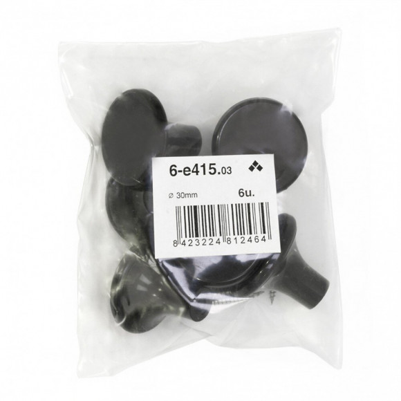 Lot De 6 Boutons De Meuble Rond Noir Plastique H.27 X L.33 X P.33 Mm