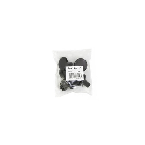 Lot De 6 Boutons De Meuble Rond Noir Plastique H.27 X L.33 X P.33 Mm