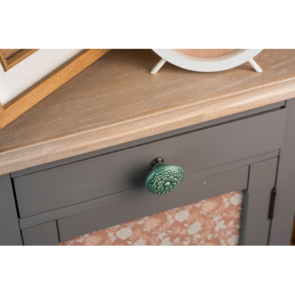 Bouton De Meuble Rond Porcelaine Brillant Vert H.27 X L.44 X P.44 Mm