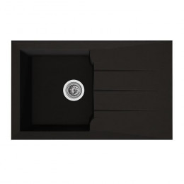 Stradour Evier Cuisine A Encastrer 1 Bac + 1 Egouttoir Alineo - Composite Mmc - 81 X 50 Cm - Noir