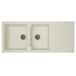 Stradour Evier Cuisine A Encastrer 2 Bacs + 1 Egouttoir Aloa - Resine - 116 X 50 Cm - Blanc