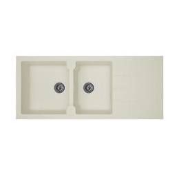 Stradour Evier Cuisine A Encastrer 2 Bacs + 1 Egouttoir Aloa - Resine - 116 X 50 Cm - Blanc