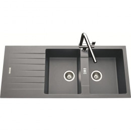 Ewi Evier Cuisine A Encastrer 2 Bacs + 1 Egouttoir Hola - Granit - 116 X 50 Cm - Gris