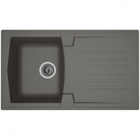 Stradour Evier Cuisine A Encastrer 1 Bac + 1 Egouttoir Arena - Resine - 86 X 50 Cm - Gris Beton