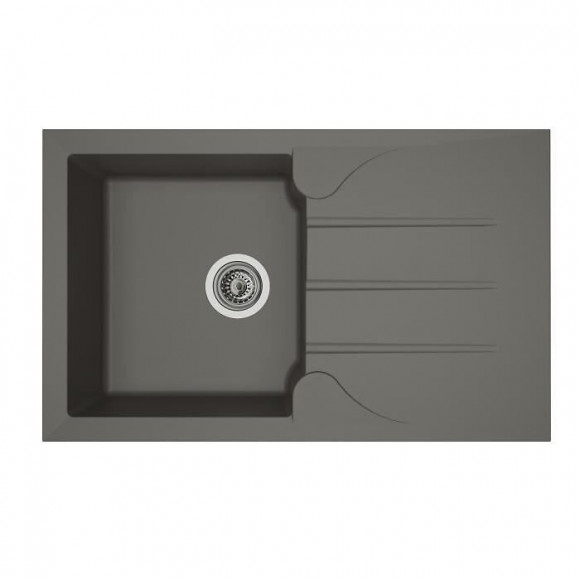 Stradour Evier Cuisine A Encastrer 1 Bac + 1 Egouttoir Aloa - Resine - 81 X 50 Cm - Gris Beton