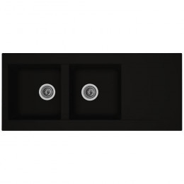 Stradour Evier Cuisine A Encastrer 2 Bacs + 1 Egouttoir Einna - Resine - 116 X 50 Cm - Noir