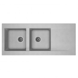 Stradour Evier Cuisine A Encastrer 2 Bacs + 1 Egouttoir Einna - Resine - 116 X 50 Cm - Gris Platinium