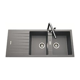 Ewi Evier Cuisine A Encastrer 2 Bacs + 1 Egouttoir Hola - Granit - 116 X 50 Cm - Gris