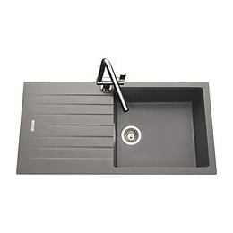 Ewi Evier Cuisine A Encastrer 1 Grand Bac + 1 Egouttoir Hola - Granit - 100 X 50 Cm - Gris