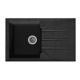 Stradour Evier Cuisine A Encastrer 1 Bac + 1 Egouttoir Aloa - Resine - 81 X 50 Cm - Noir