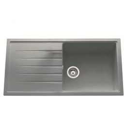 Ewi Evier Cuisine A Encastrer 1 Grand Bac + 1 Egouttoir Topaze - Granit - 100 X 50 Cm - Gris