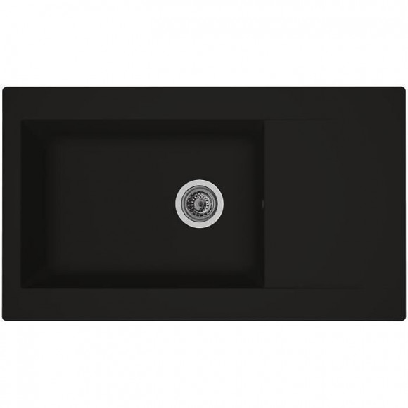 Stradour Evier Cuisine A Encastrer 1 Grand Bac + 1 Egouttoir Einna - Resine - 86 X 50 Cm - Noir