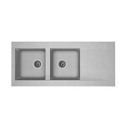 Stradour Evier Cuisine A Encastrer 2 Bacs + 1 Egouttoir Einna - Resine - 116 X 50 Cm - Gris Platinium