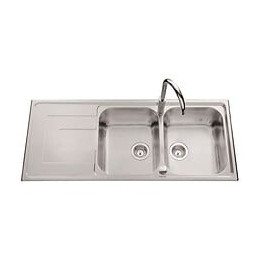 Ewi Evier Cuisine A Encastrer 2 Bacs + 1 Egouttoir Saphir - Inox - 116 X 50 Cm