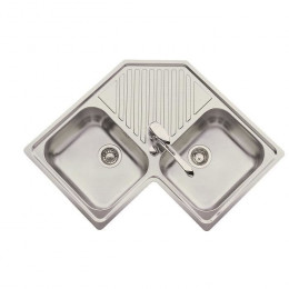 Ewi Evier Cuisine A Encastrer 2 Bacs + 1 Egouttoir Amethiste - Inox - 83 X 83 Cm