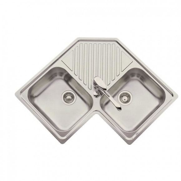 Ewi Evier Cuisine A Encastrer 2 Bacs + 1 Egouttoir Amethiste - Inox - 83 X 83 Cm