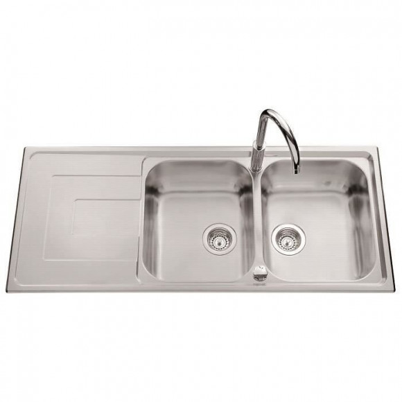 Ewi Evier Cuisine A Encastrer 2 Bacs + 1 Egouttoir Saphir - Inox - 116 X 50 Cm