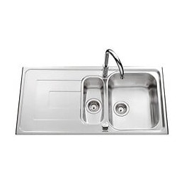 Ewi Evier Cuisine A Encastrer 1,5 Bac + 1 Egouttoir Saphir - Inox Lisse - 100 X 50 Cm