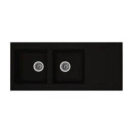 Stradour Evier Cuisine A Encastrer 2 Bacs + 1 Egouttoir Einna - Resine - 116 X 50 Cm - Noir