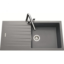 Ewi Evier Cuisine A Encastrer 1 Grand Bac + 1 Egouttoir Hola - Granit - 100 X 50 Cm - Gris
