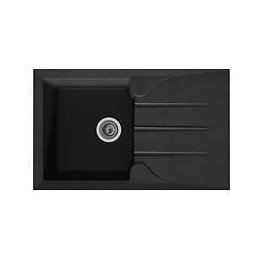 Stradour Evier Cuisine A Encastrer 1 Bac + 1 Egouttoir Aloa - Resine - 81 X 50 Cm - Noir