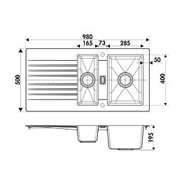 Ewi Evier Cuisine A Encastrer 1,5 Bac + 1 Egouttoir Soledad - Resine - 100 X 50 Cm - Blanc