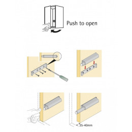 Lot De 2 Système D’ouverture Plastique Brut Hettich, L.60 Mm
