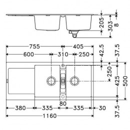 Mrg621, Maris 2 Cuves, Réversible, Graphite, Vidage Manu, Pré-percé Rob Franke - 094976
