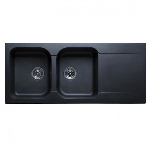 Nord Inox Evier Cuisine A Encastrer 2 Bacs + 1 Egouttoir + Bonde Et Siphon 2c1egt - Resine - Noir