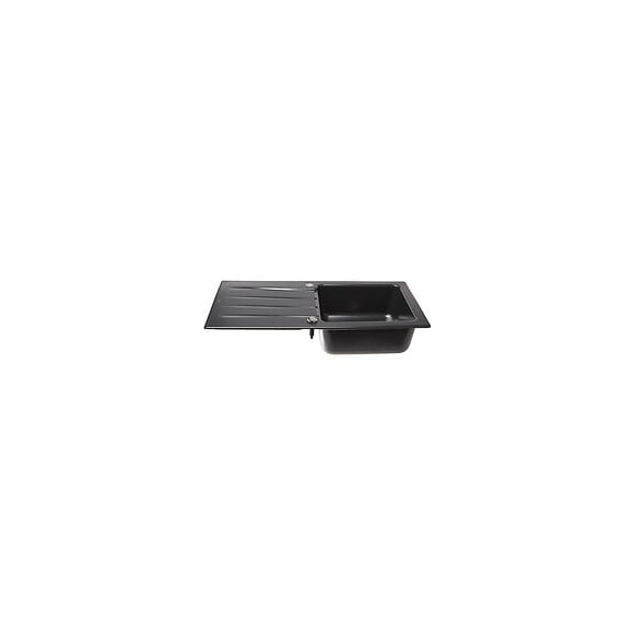 Villeroy + Boch Evier Cuisine A Encastrer 1 Grand Bac + 1 Egouttoir Architectura - Ceramique - 97 X 48 Cm - Noir Ebene