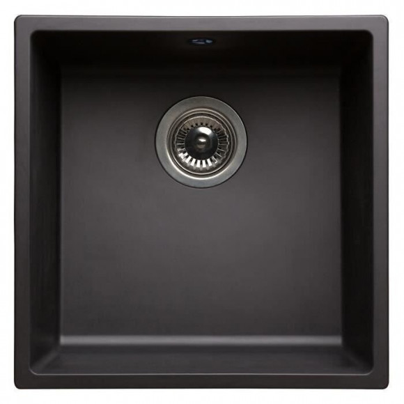 Nord Inox Evier Cuisine A Encastrer 1 Cuve + 1 Bonde A Panier Sans Egouttoir - Resine - 40 X 40 X 20 Cm - Noir