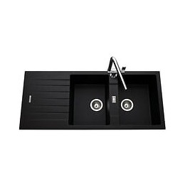 Ewi Evier Cuisine A Encastrer 2 Bacs + 1 Egouttoir Hola - Granit - 116 X 50 Cm - Noir