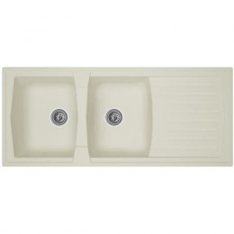 Stradour Evier Cuisine A Encastrer 2 Bacs + 1 Egouttoir Arena - Resine - 116 X 50 Cm - Blanc