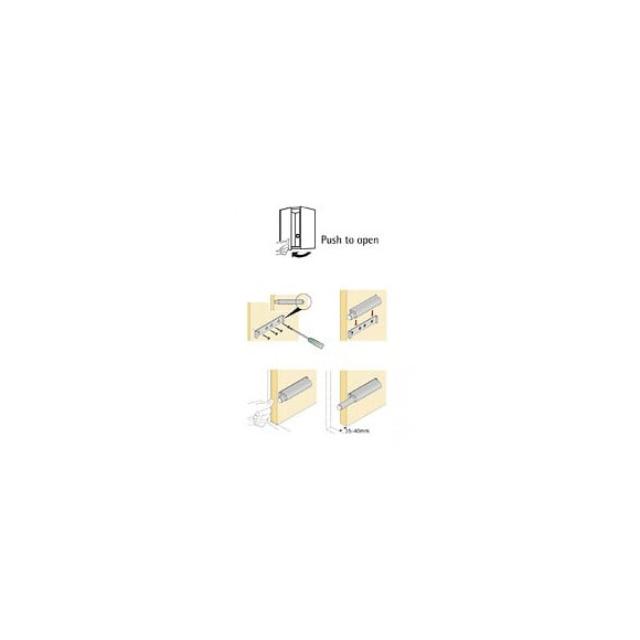 Lot De 2 Système D’ouverture Plastique Brut Hettich, L.60 Mm