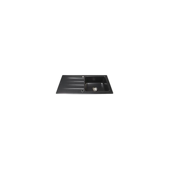Villeroy + Boch Evier Cuisine A Encastrer 1 Grand Bac + 1 Egouttoir Architectura - Ceramique - 97 X 48 Cm - Noir Ebene