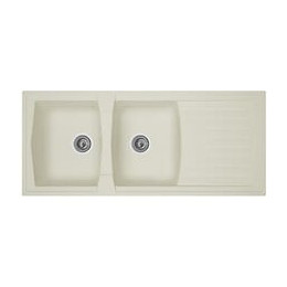 Stradour Evier Cuisine A Encastrer 2 Bacs + 1 Egouttoir Arena - Resine - 116 X 50 Cm - Blanc