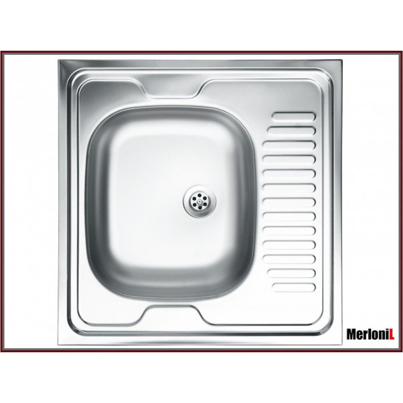 Royale - Évier En Acier Inoxidable 1 Cuve - 60x60x15 Cm - Avec Égouttoir - Évier À Poser Cuisine 1 Bac - Argent