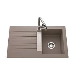 Ewi Evier Cuisine A Encastrer 1 Bac + 1 Egouttoir Soledad - Resine - 86 X 50 Cm - Gris Beton