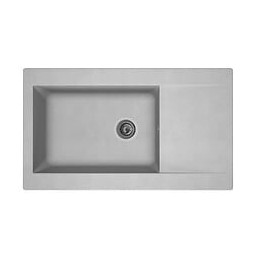 Stradour Evier Cuisine A Encastrer 1 Grand Bac + 1 Egouttoir Einna - Resine - 86 X 50 Cm - Gris Platinium