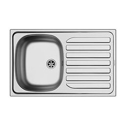 Nord Inox Evier Cuisine A Encastrer 1 Cuve + 1 Egouttoir - Inox - 75,5 X 48 X 15 Cm