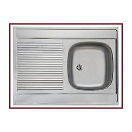 Royale - Évier En Acier Inoxidable 1 Cuve Réversible - 80x60x15 Cm - Avec Égouttoir - Évier À Poser Cuisine 1 Bac - Argent