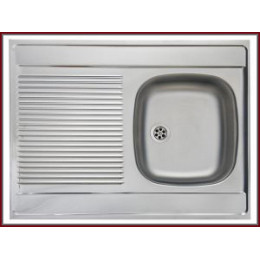 Royale - Évier En Acier Inoxidable 1 Cuve Réversible - 80x60x15 Cm - Avec Égouttoir - Évier À Poser Cuisine 1 Bac - Argent