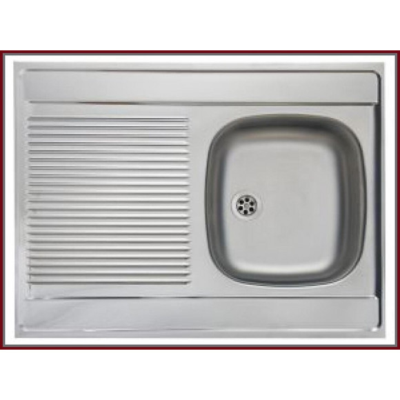 Royale - Évier En Acier Inoxidable 1 Cuve Réversible - 80x60x15 Cm - Avec Égouttoir - Évier À Poser Cuisine 1 Bac - Argent