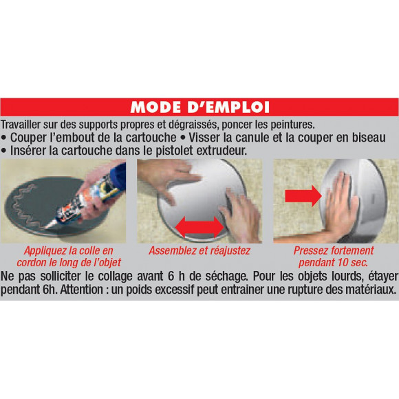 Colle Mastic Fixer Sans Percer Multitravaux Sader, 290ml