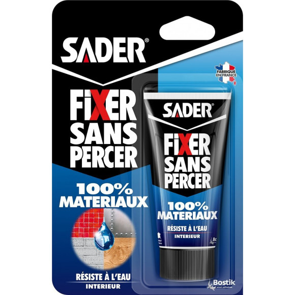 Colle Mastic Fixer Sans Percer 100% Matériaux Sader, 55ml