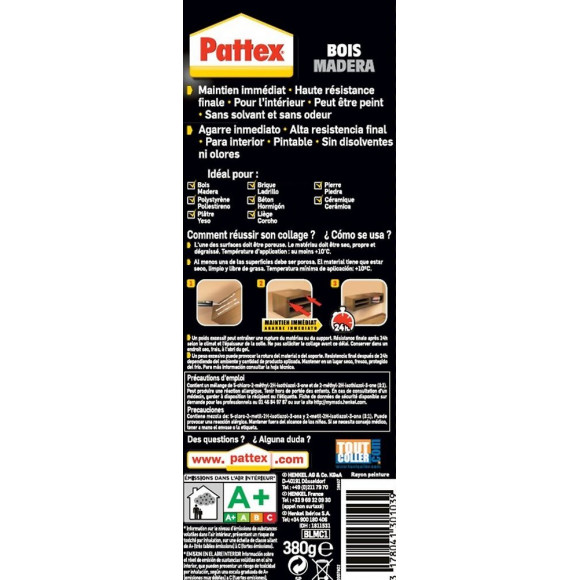 Colle Mastic Fixation Plinthes Pattex, 380 G